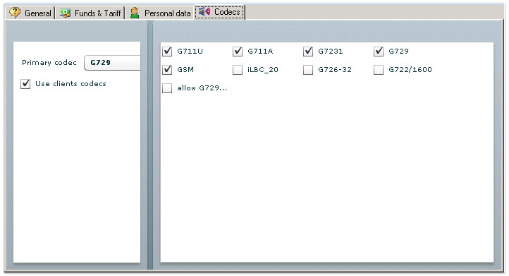 Codecs servervoip