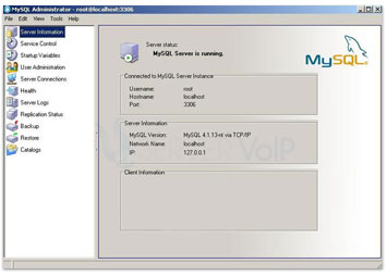 Administrador MySQL servervoip